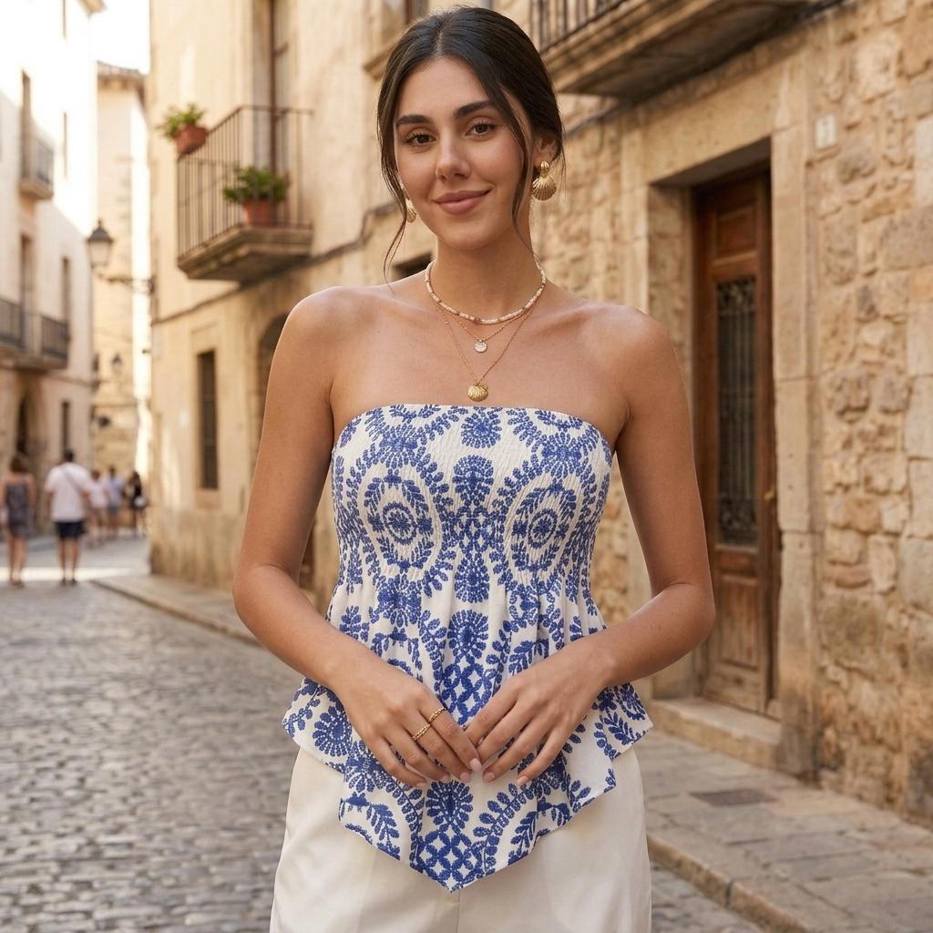 Women’s Boho Printed Strapless Tube Top - Image 3