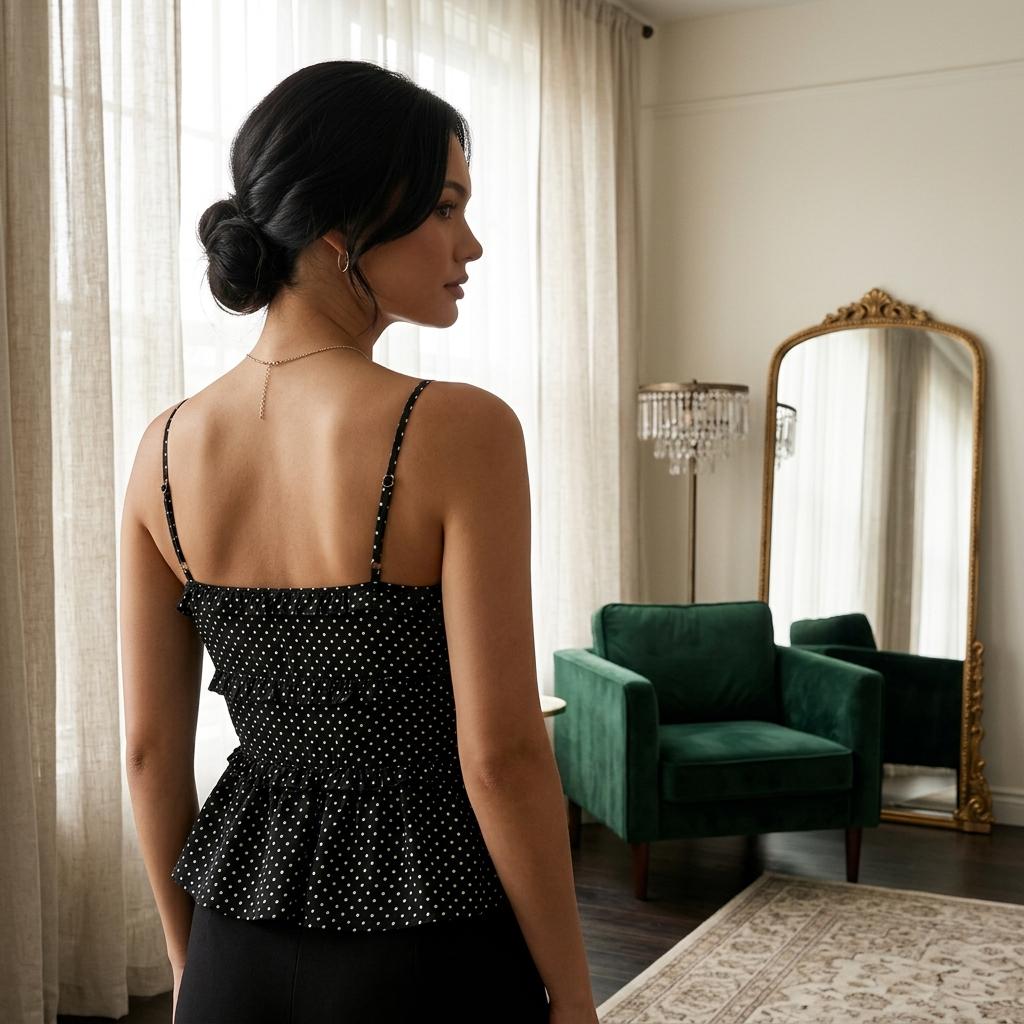 Lace Trim Button Front Peplum Blouse - Image 3