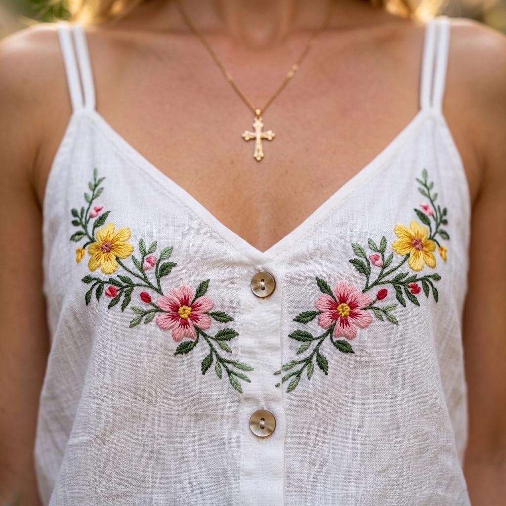 Women’s Floral Embroidered Camisole Top - Image 4